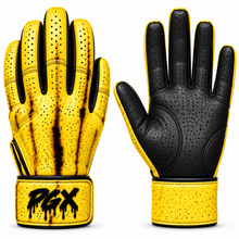 PGX Banana Peel batting gloves front and black pitted leather palm