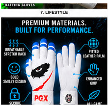 PGX Blue Smiley batting gloves premium materials and performance features