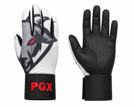 PGX GOAT long cuff batting glove back design and black textured leather palm