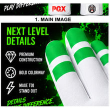 PGX Green Smiley batting gloves construction and fingertip details