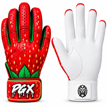 PGX Strawberry baseball batting gloves - backhand and white palm