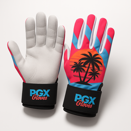PGX Miami Vice Long Cuff Batting Gloves palm and grip view