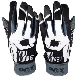 "YOU LOOKED" Batting gloves Black/Grey - PRIMAL BASEBALL